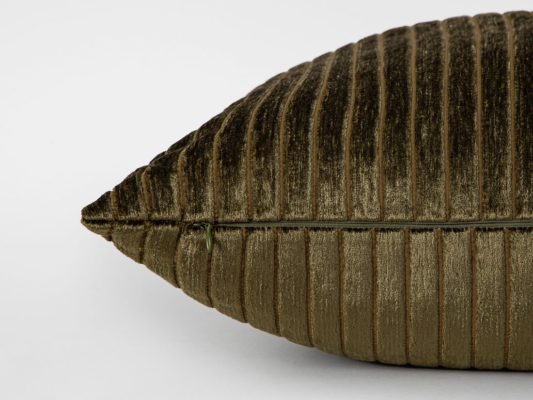 Dark Olive Shiny Velvet Pillow Cover
