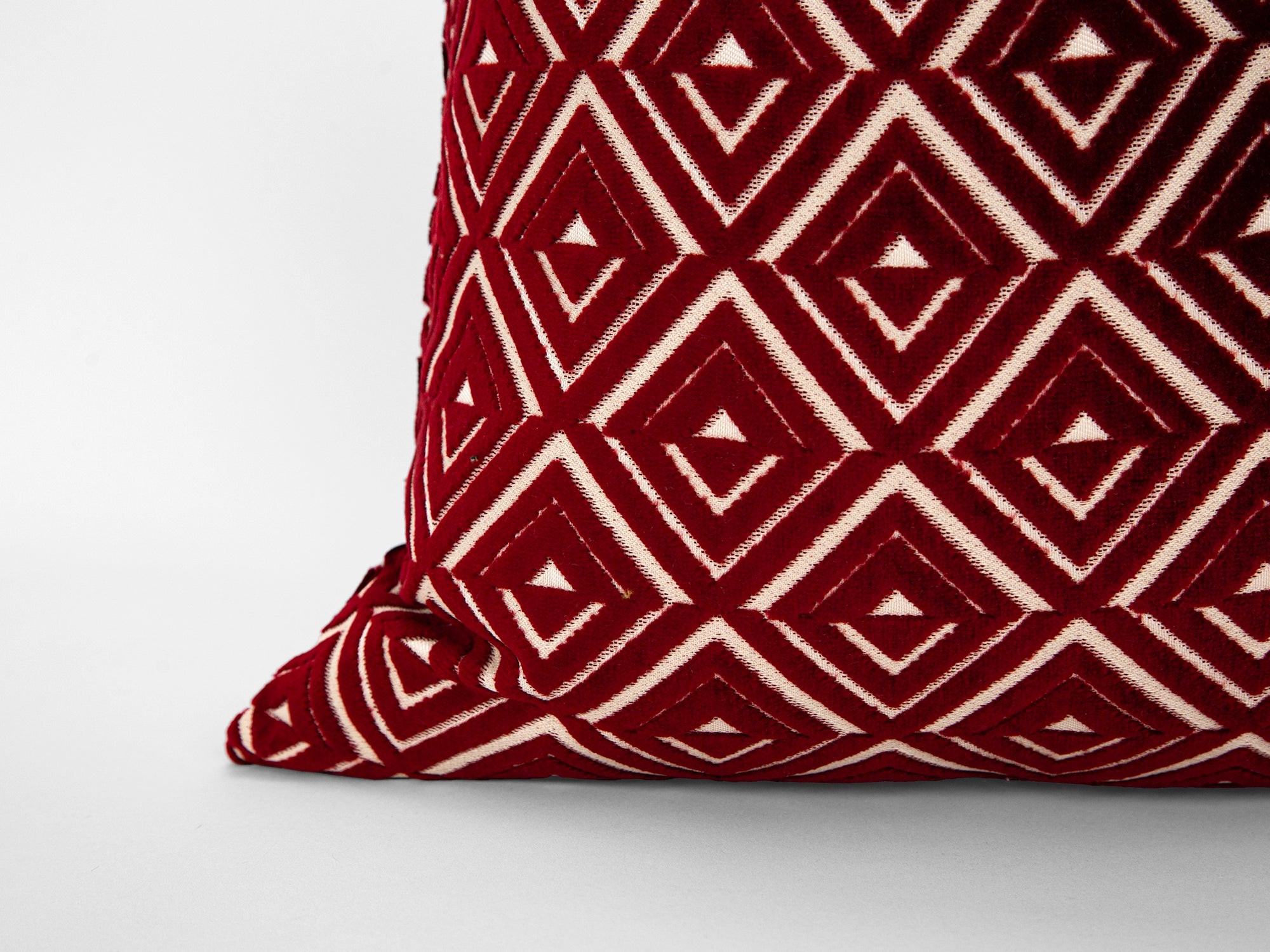 Burgundy Geometric Velvet Pillow Cover