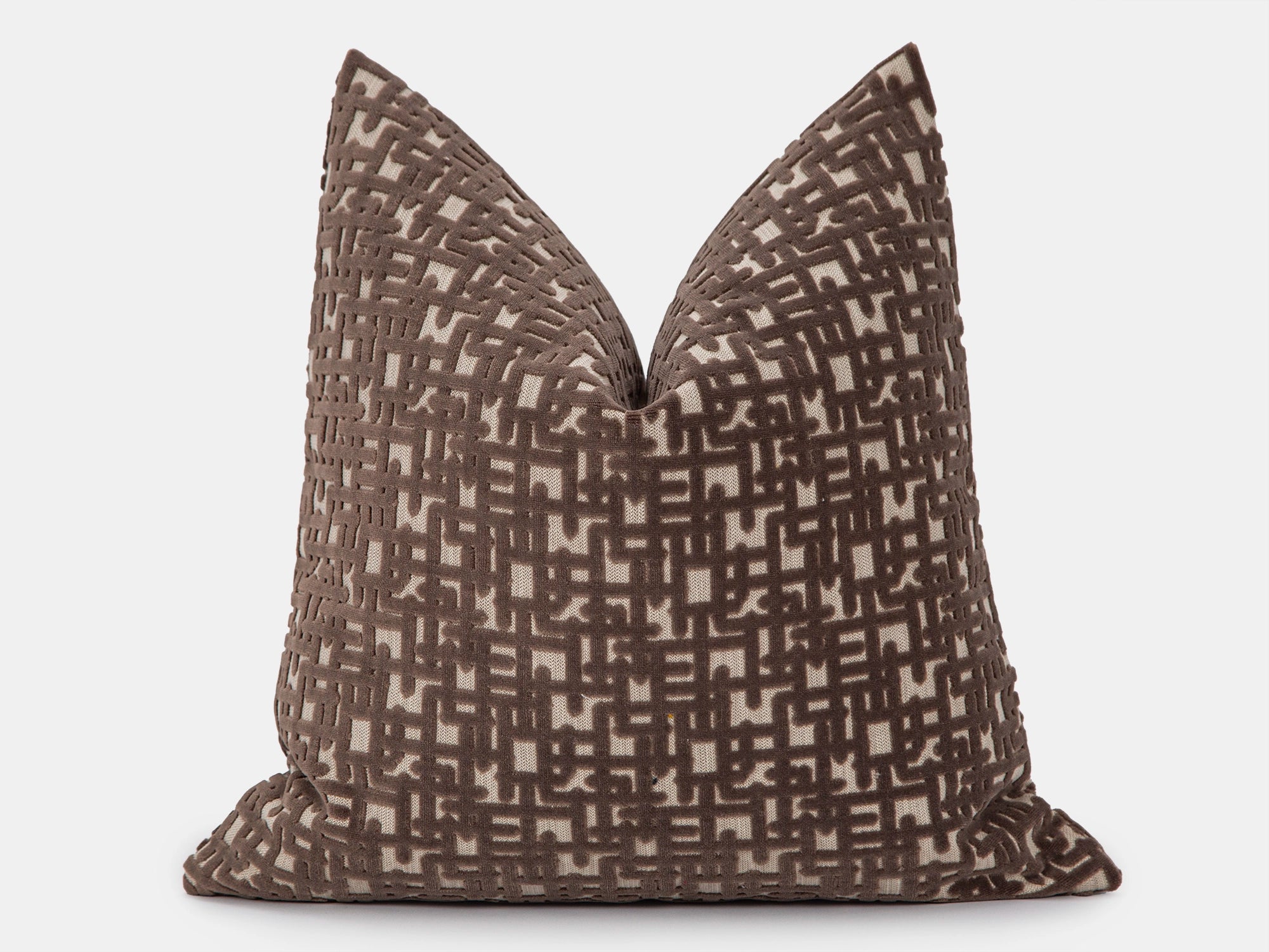 Dark Taupe Brown Geometric Pillow Cover