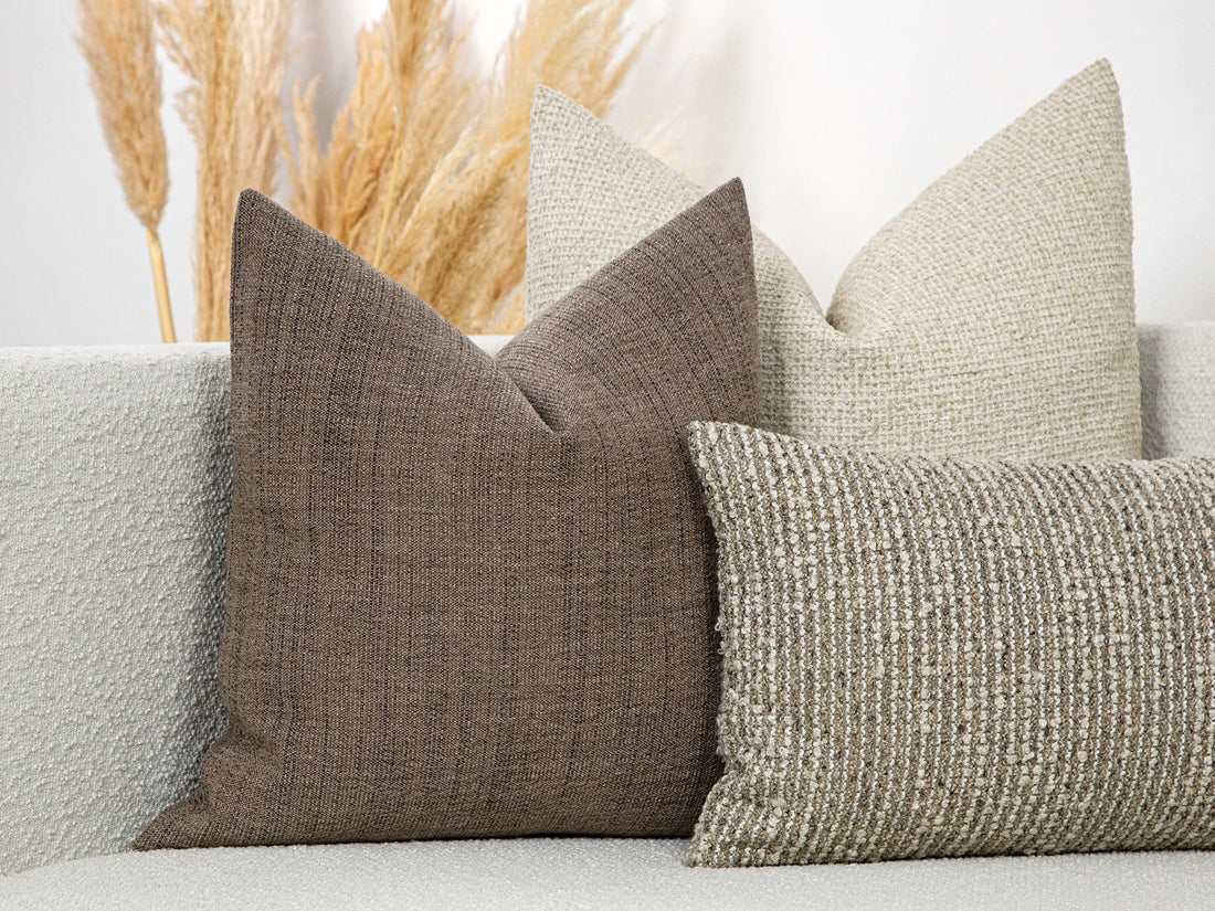 Dark Taupe Linen Woven Pillow Cover