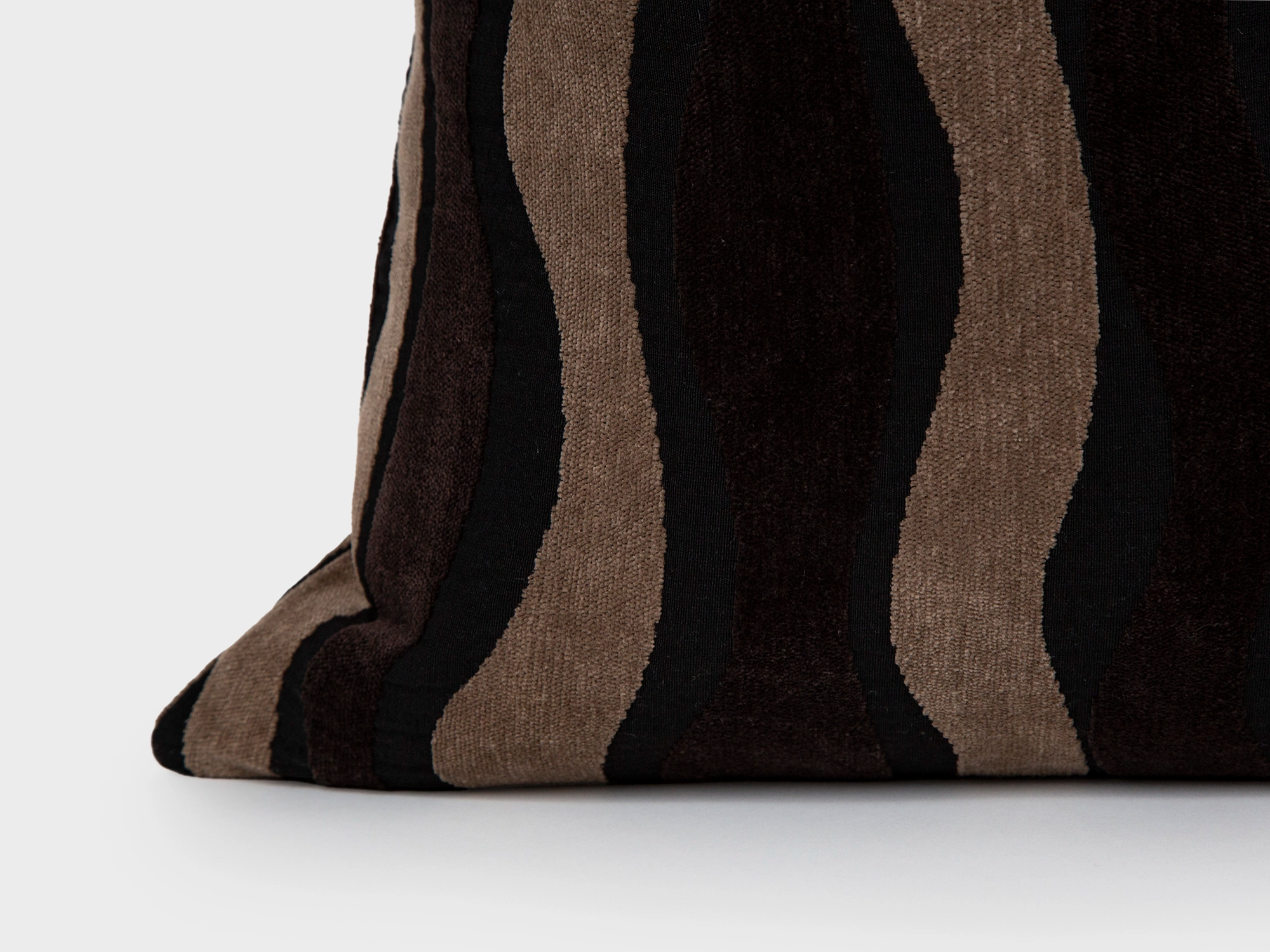 Dark Brown Textured Wavy Pillow Cover