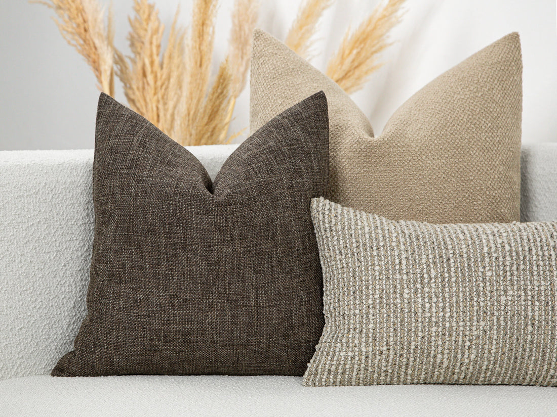 Dark Taupe Brown Woven Pillow Cover