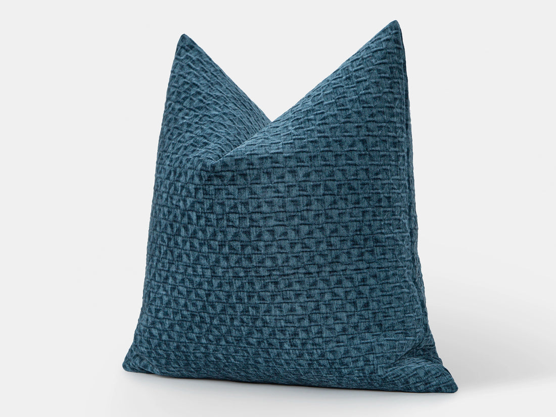 Dark Teal Textured Lattice Pillow Cover – Relief