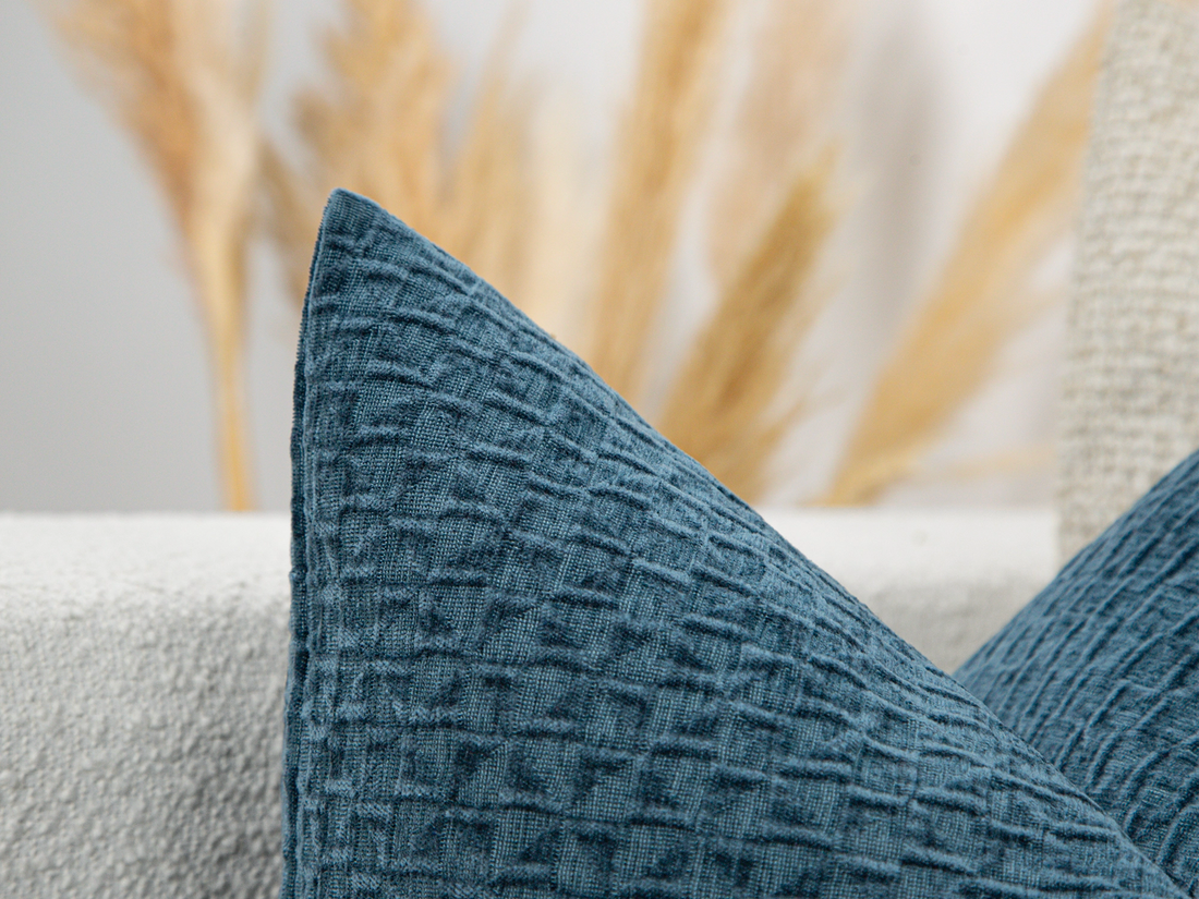 Dark Teal Textured Lattice Pillow Cover – Relief
