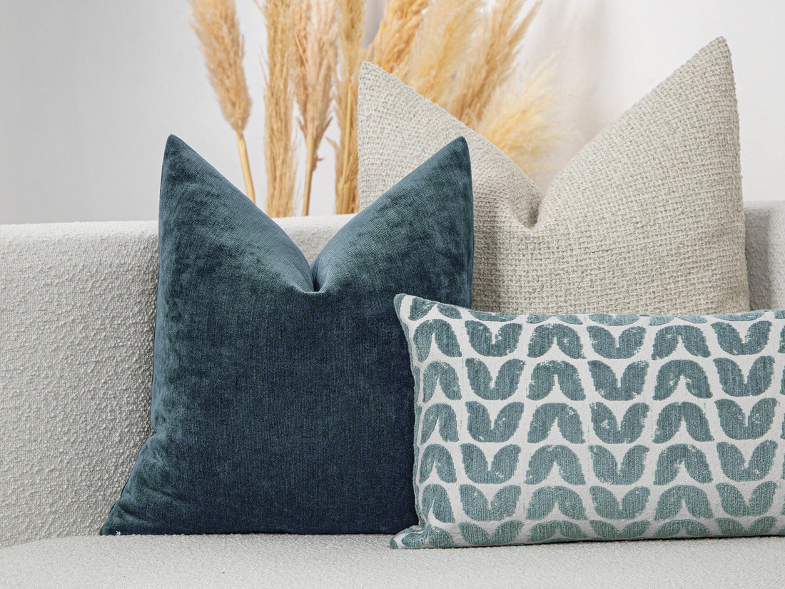 Dark Teal Woven Pillow Cover - Lustre