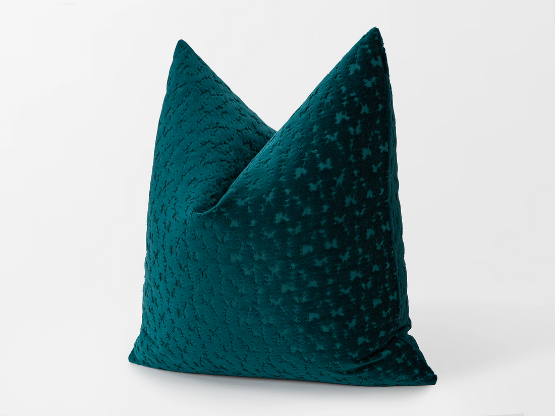 Dark Teal Cut Velvet Pillow Cover