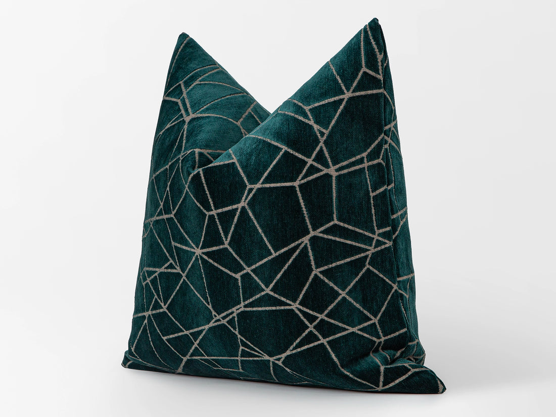 Dark Teal Textured Velvet Pillow Cover - Astral