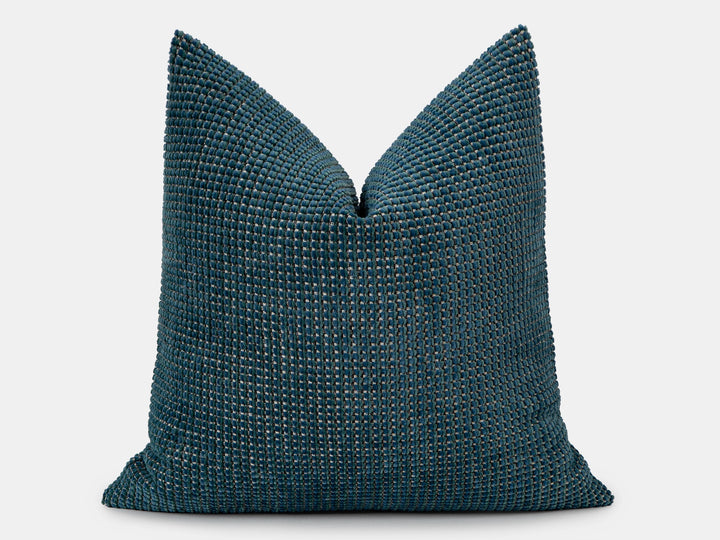 Dark Teal Woven Pillow Cover