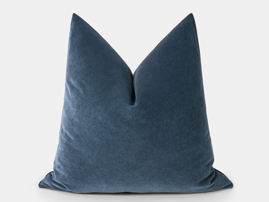 Dark Dusty Blue Velvet Pillow Cover