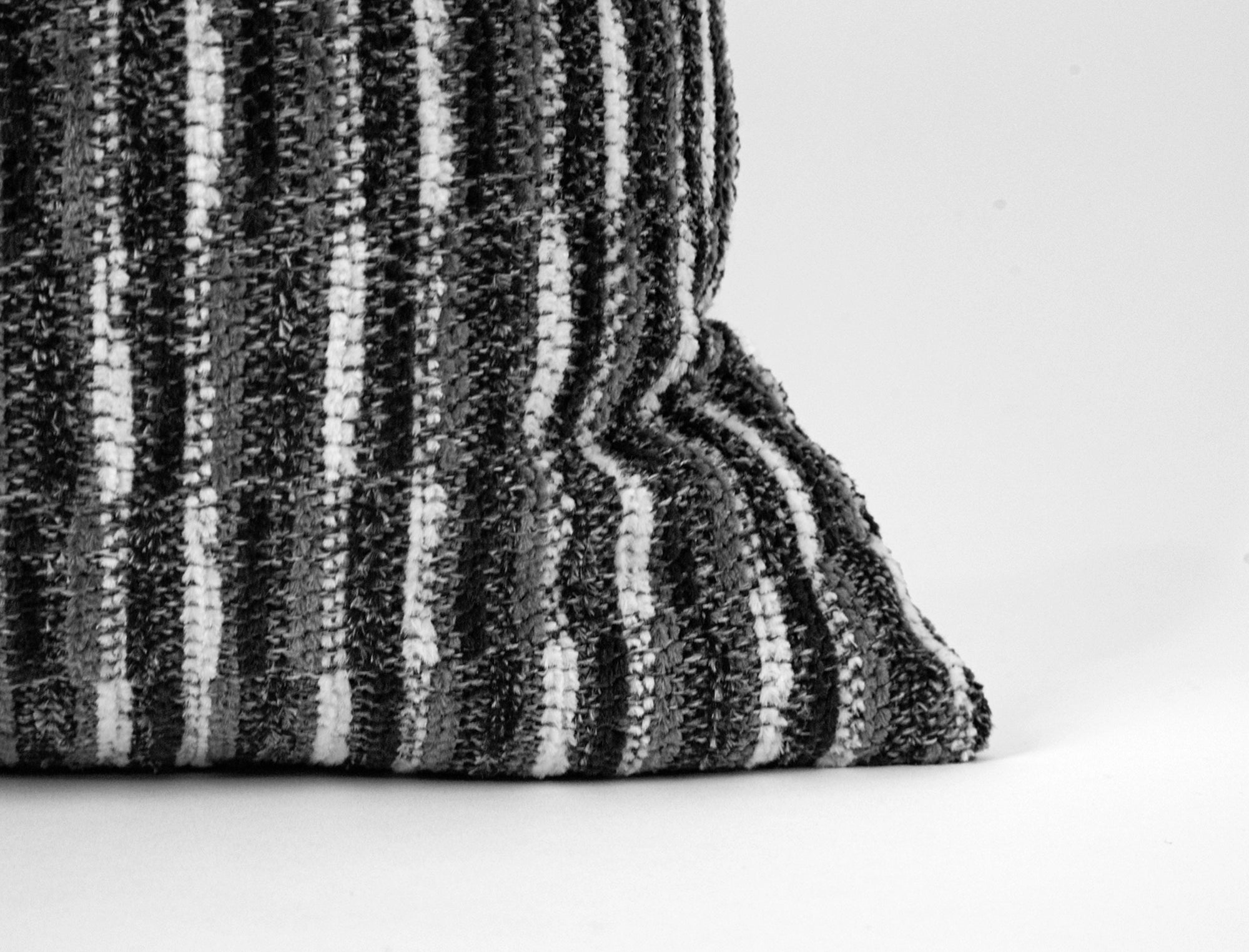 Black Dash Stripe Textured Pillow Cover