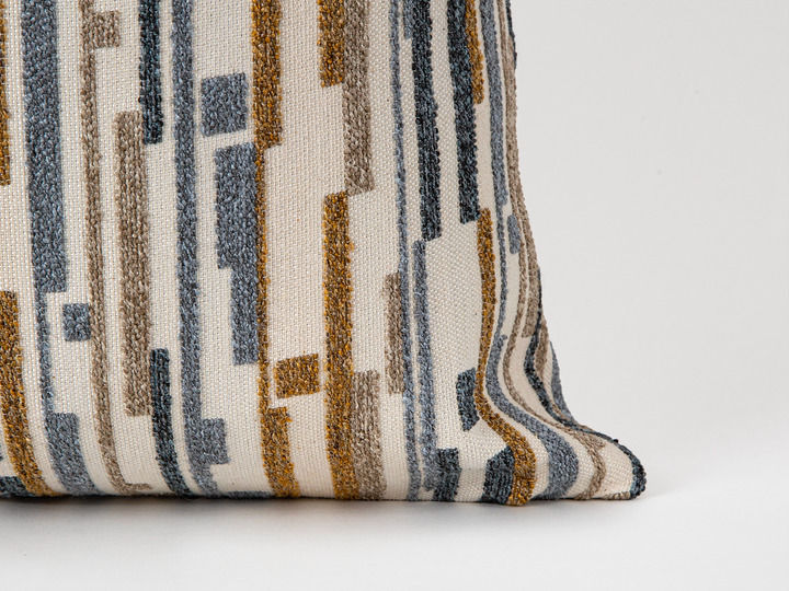 Blue Dash Stripe Textured Pillow Cover