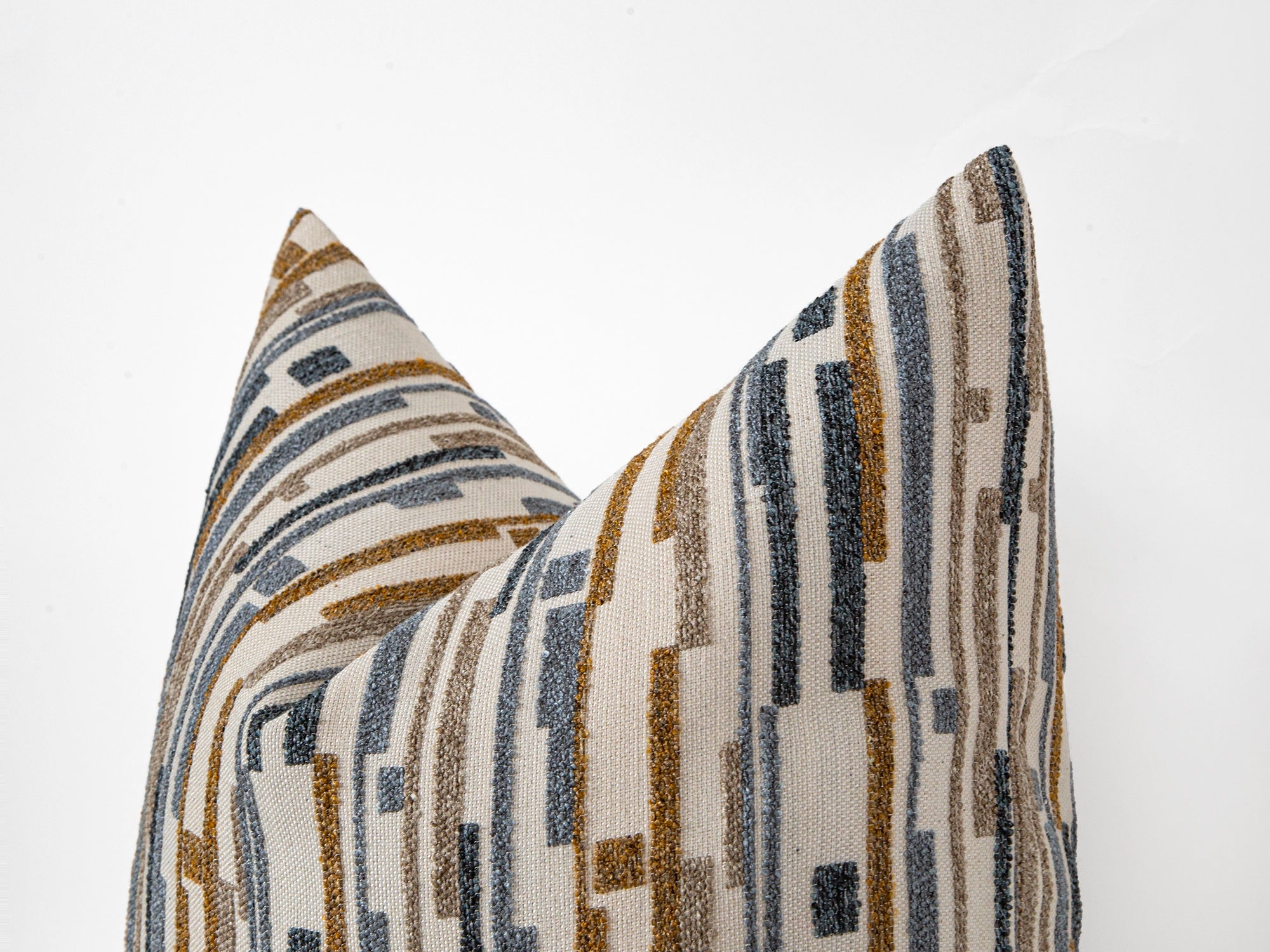 Blue Dash Stripe Textured Pillow Cover