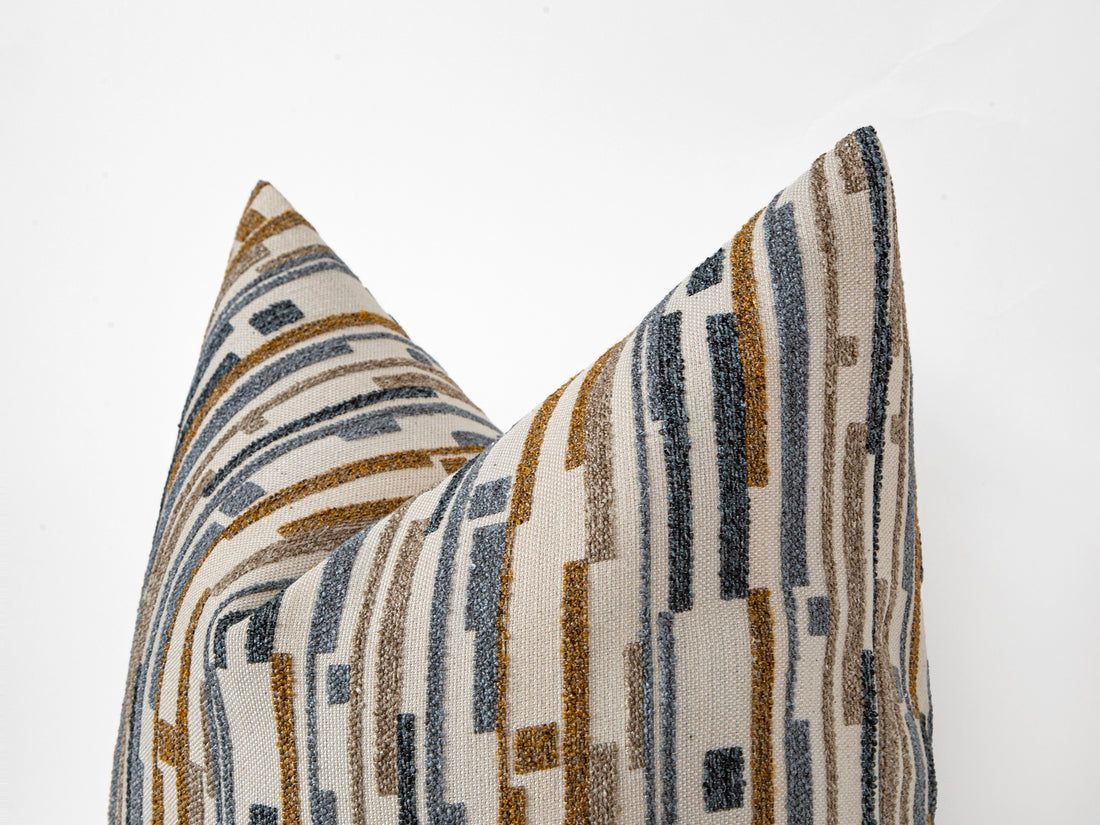 Blue Dash Stripe Textured Pillow Cover