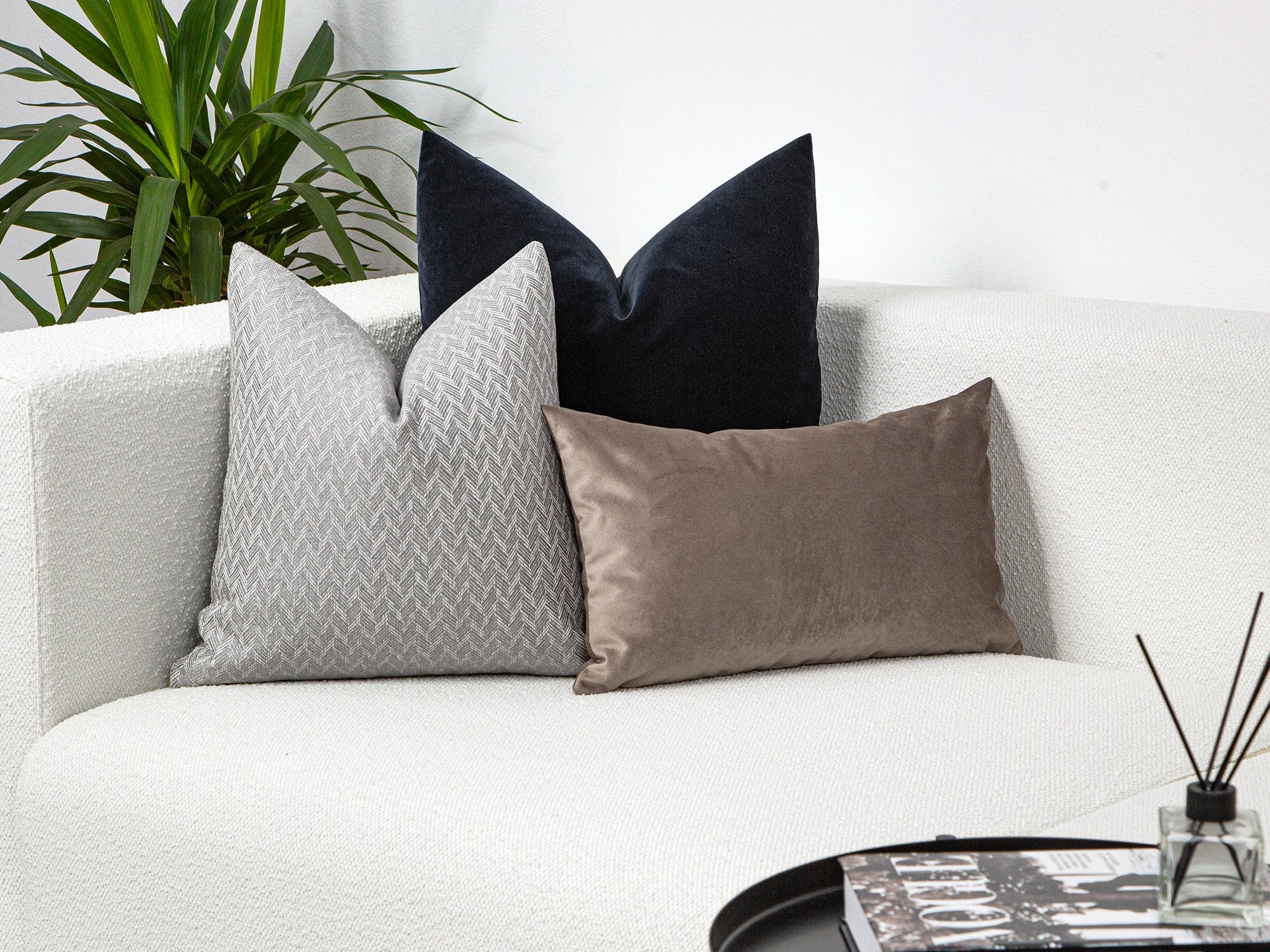 Gray Herringbone Linen Pillow Cover