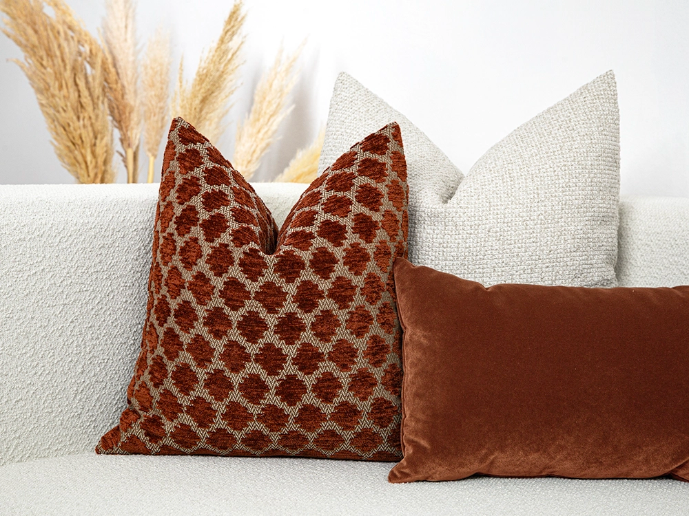 Spotted Textured Rust Pillow Cover