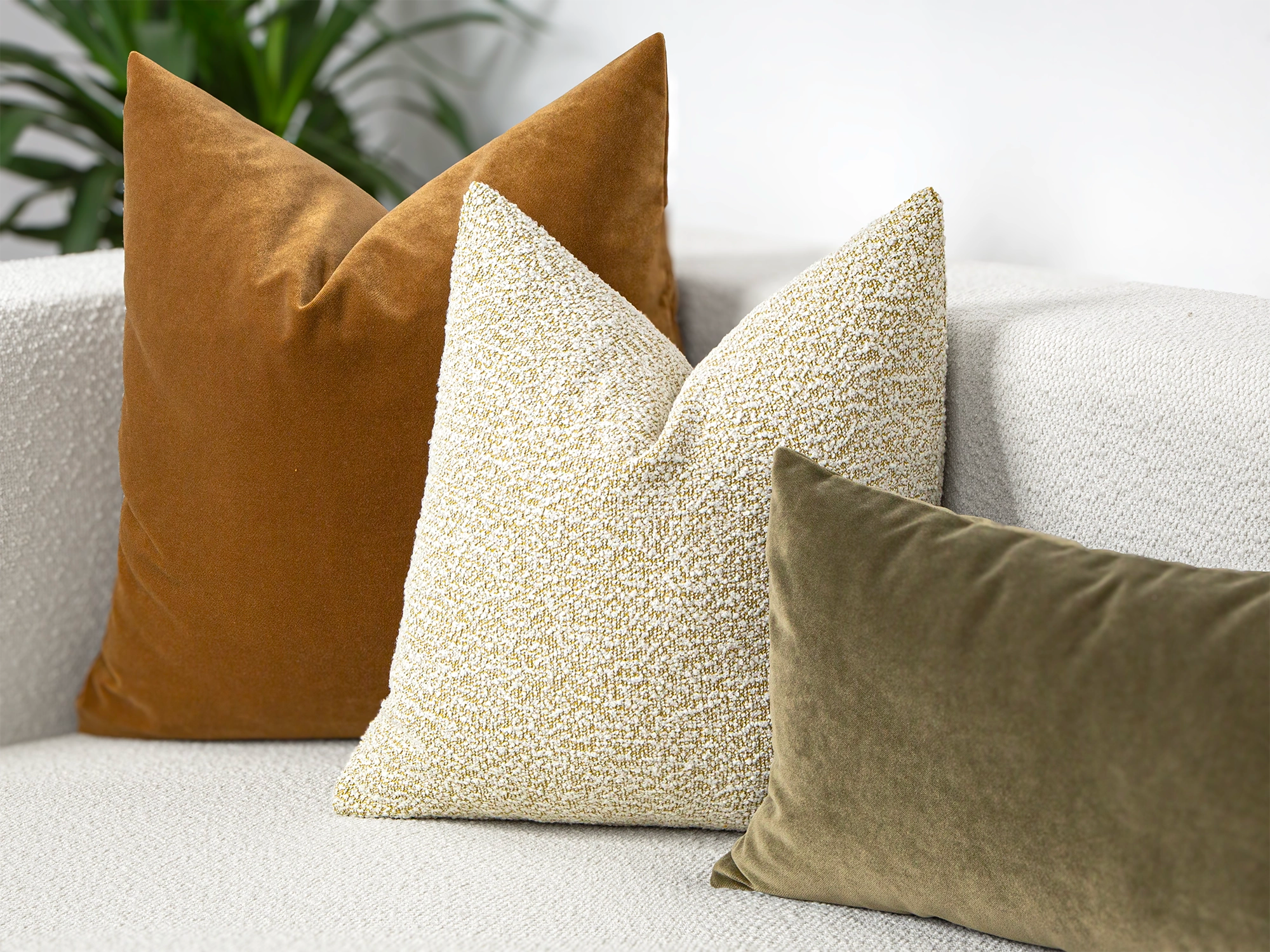 White and Yellow Boucle Pillow Cover