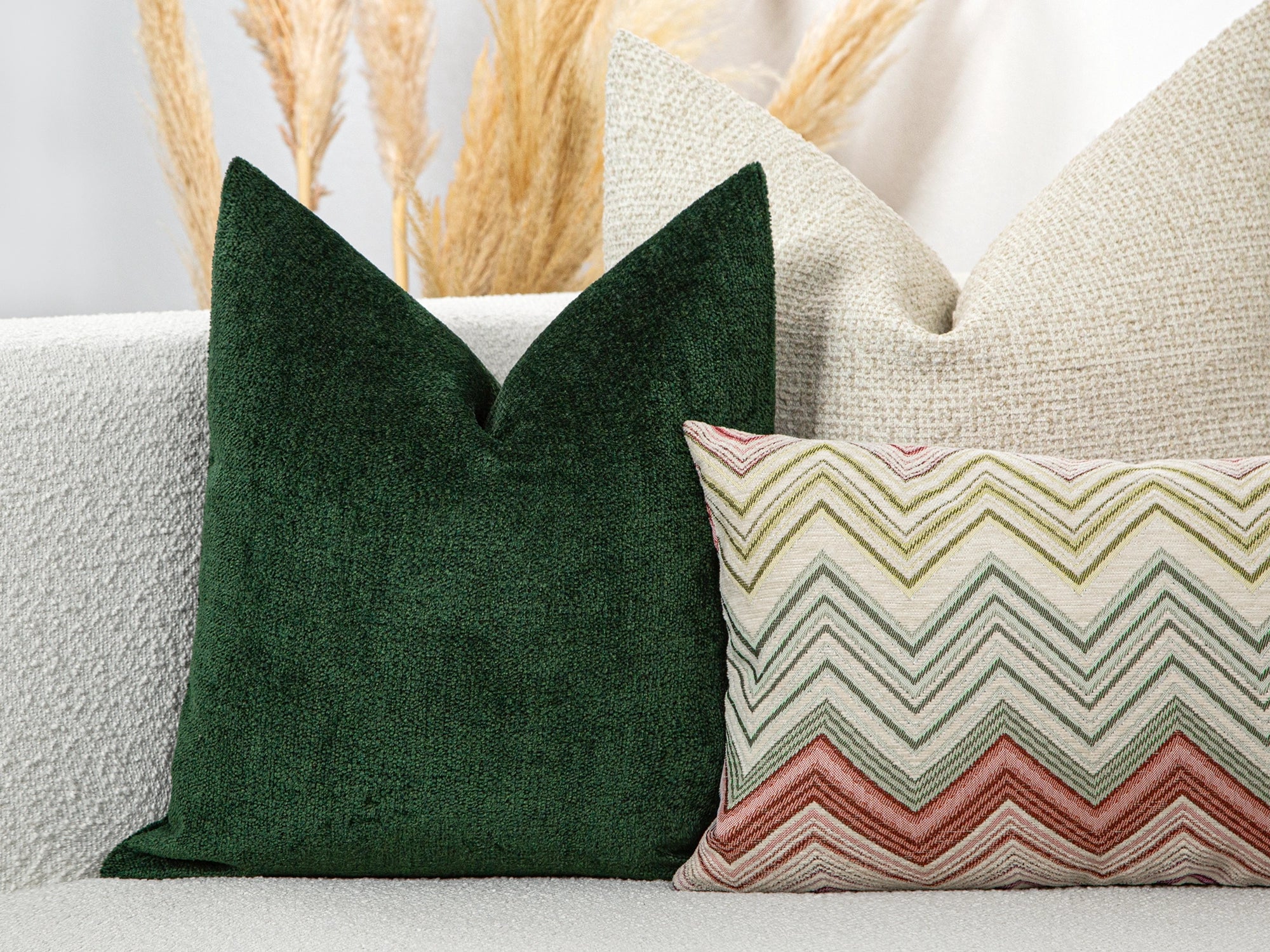 Deep Green Textured Pillow Cover