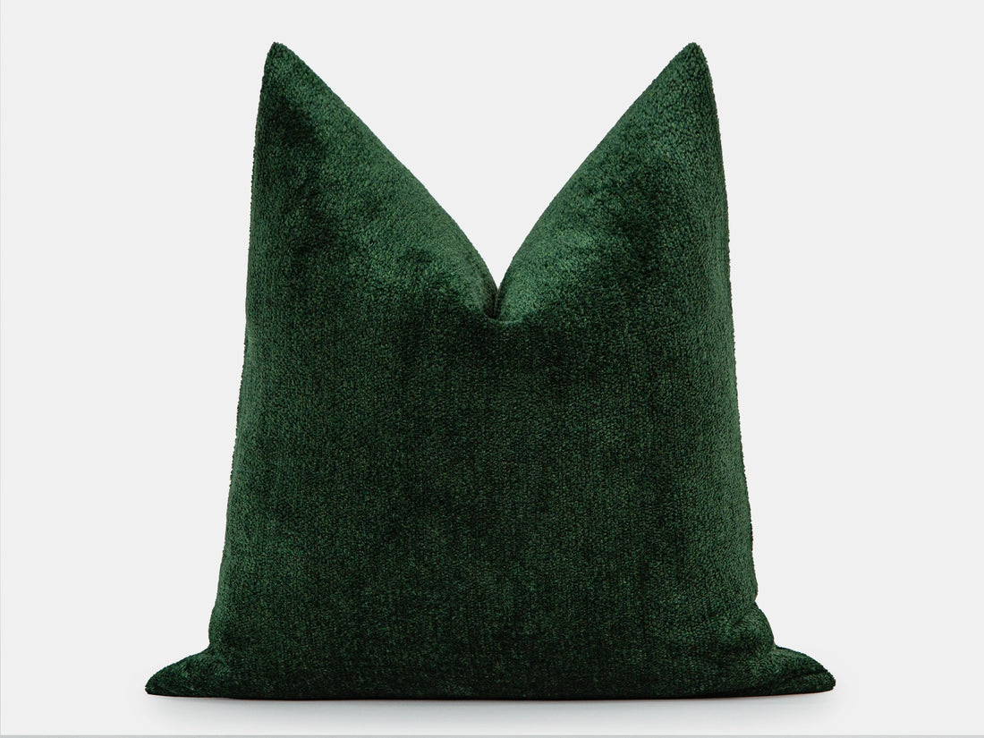 Deep Green Textured Pillow Cover