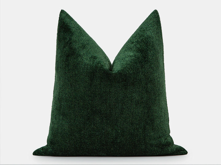 Deep Green Textured Pillow Cover