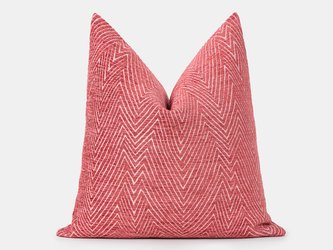 Deep Pink Chevron Textured Pillow Cover