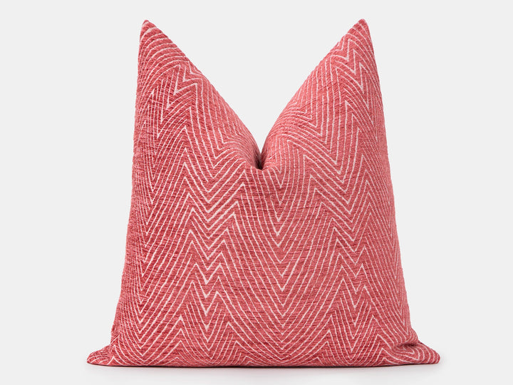 Deep Pink Chevron Textured Pillow Cover