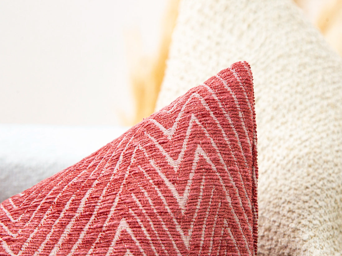 Deep Pink Chevron Textured Pillow Cover