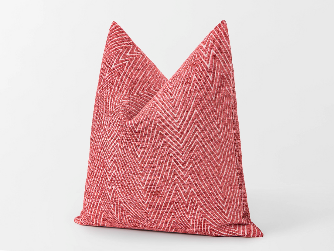 Deep Pink Chevron Textured Pillow Cover