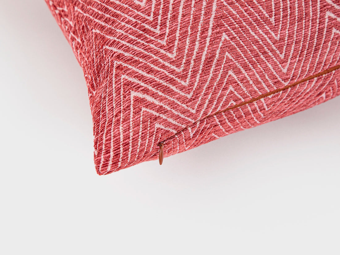 Deep Pink Chevron Textured Pillow Cover