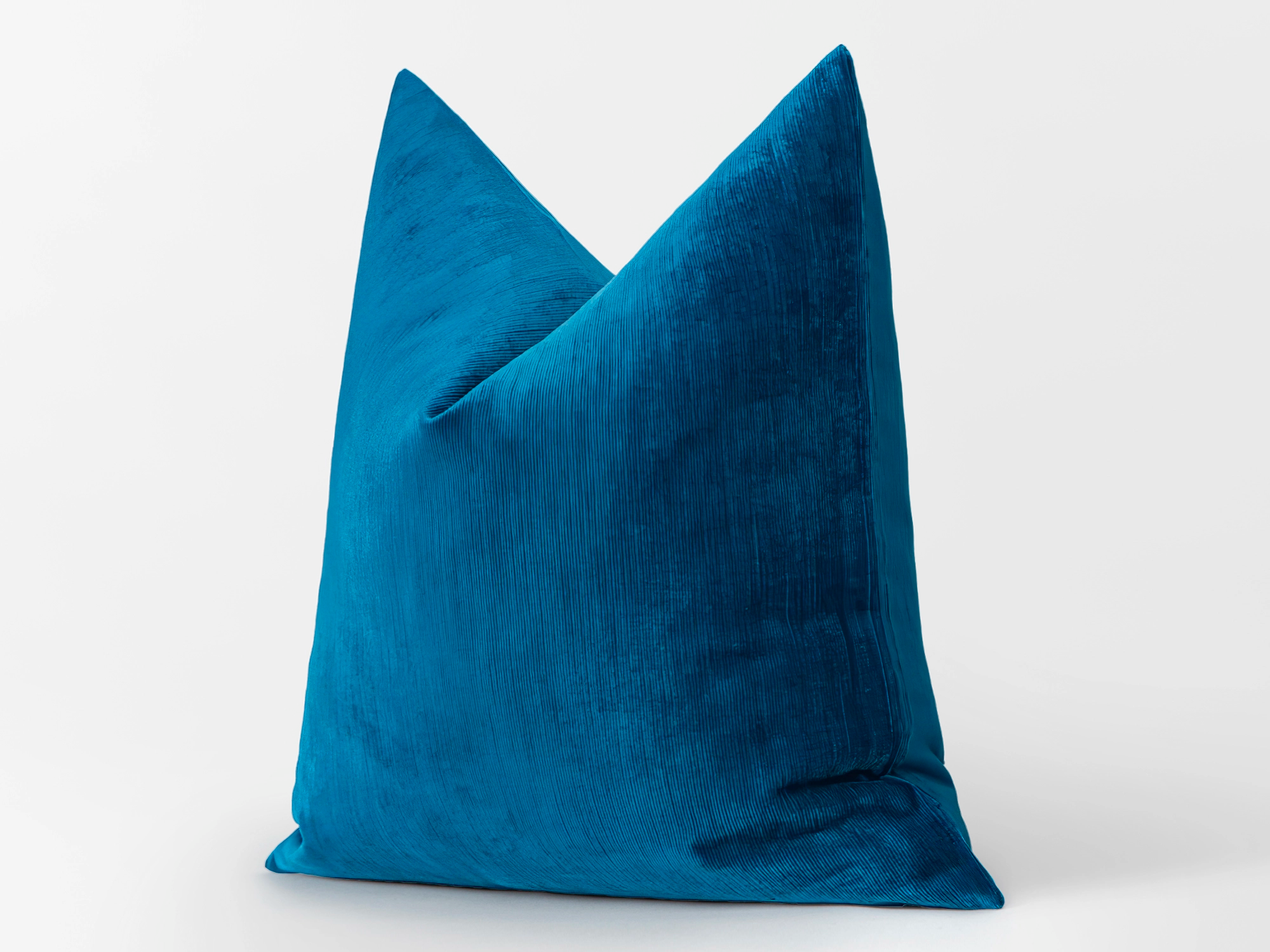 Deep Turquoise Ribbed Velvet Pillow Cover