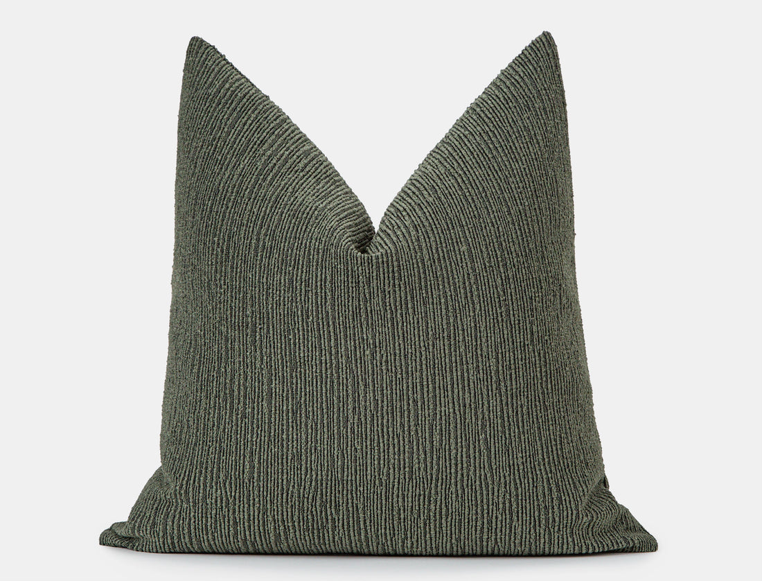 Green Linear Textured Pillow Cover - District