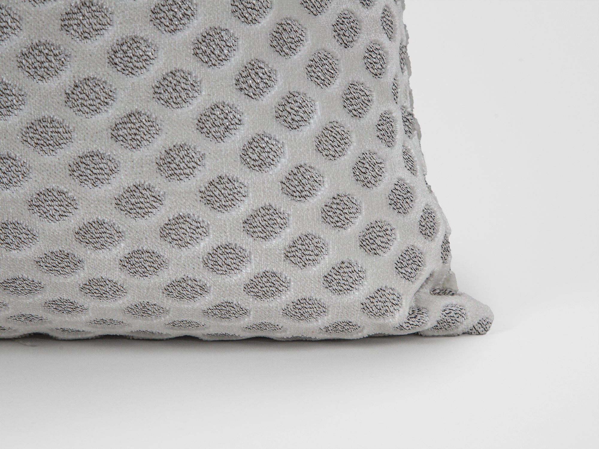 Silver Dotted Textured Velvet Pillow Cover
