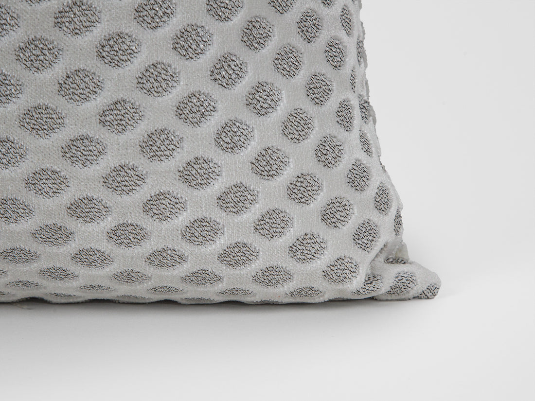 Silver Dotted Textured Velvet Pillow Cover