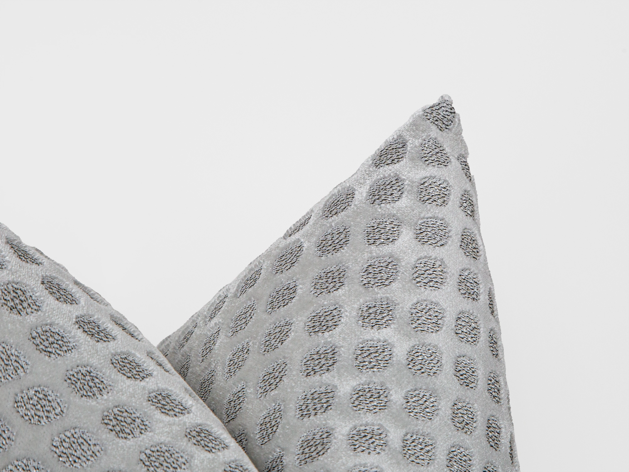 Silver Dotted Textured Velvet Pillow Cover