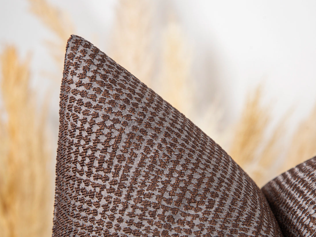 Brown Dotted Jacquard Pillow Cover