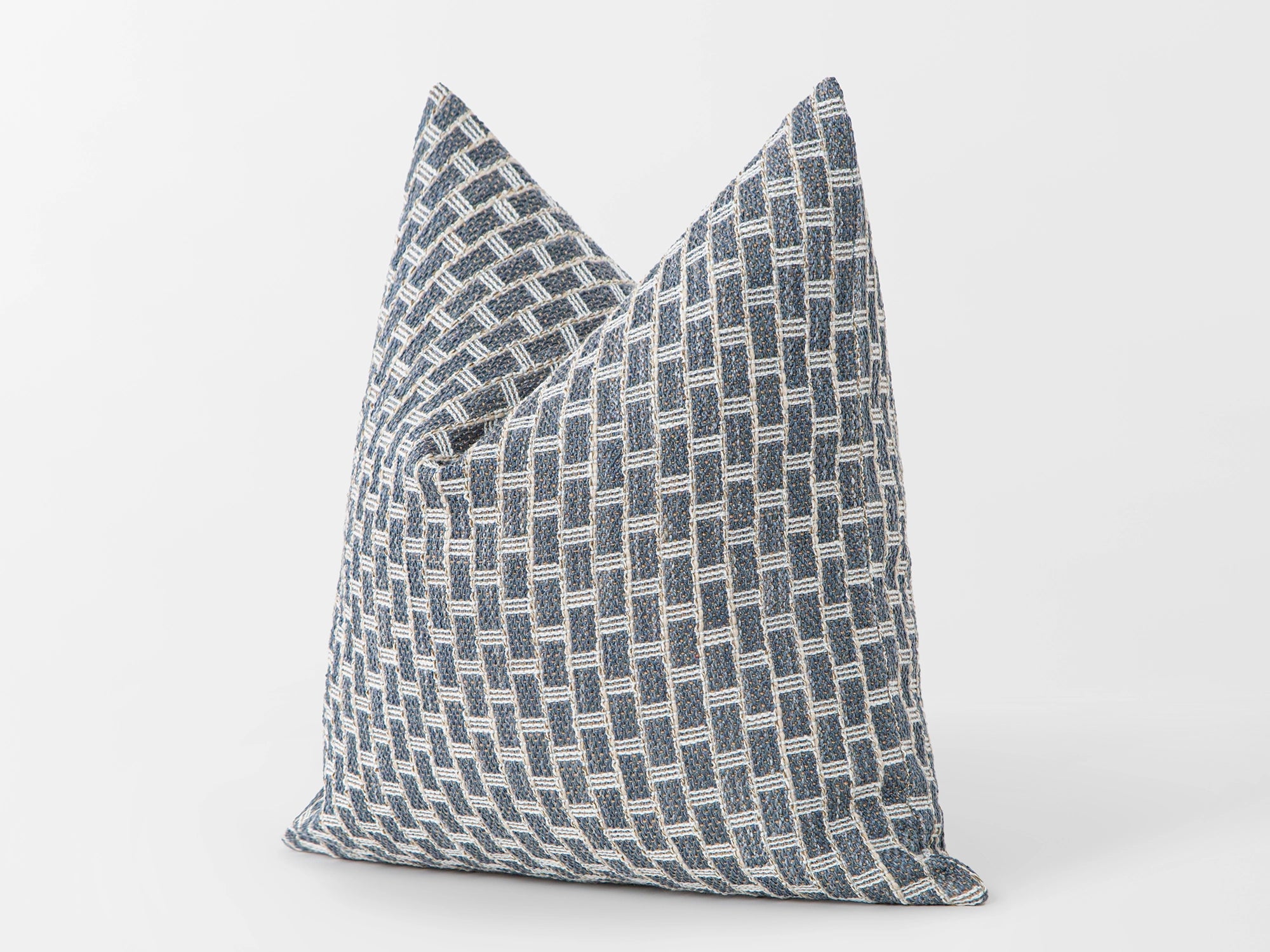 Dusty Blue Geometric Woven Pillow Cover