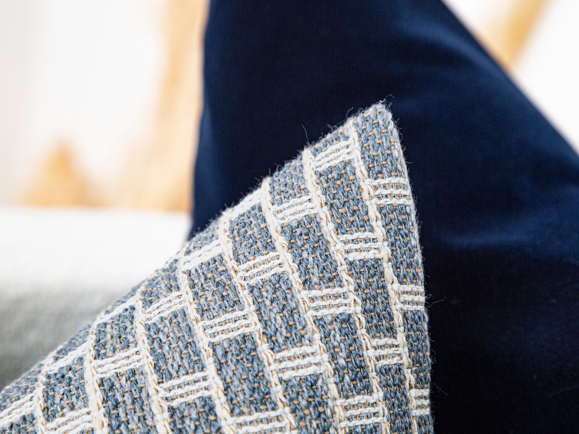 Dusty Blue Geometric Woven Pillow Cover