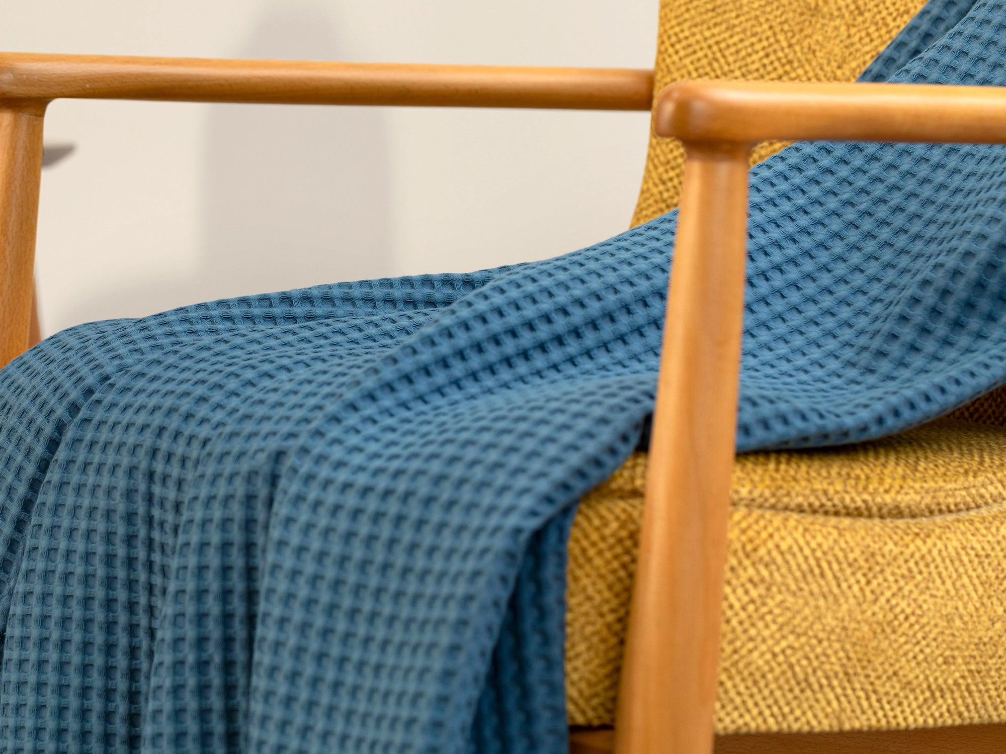 Dusty Blue Waffle Sofa Throw