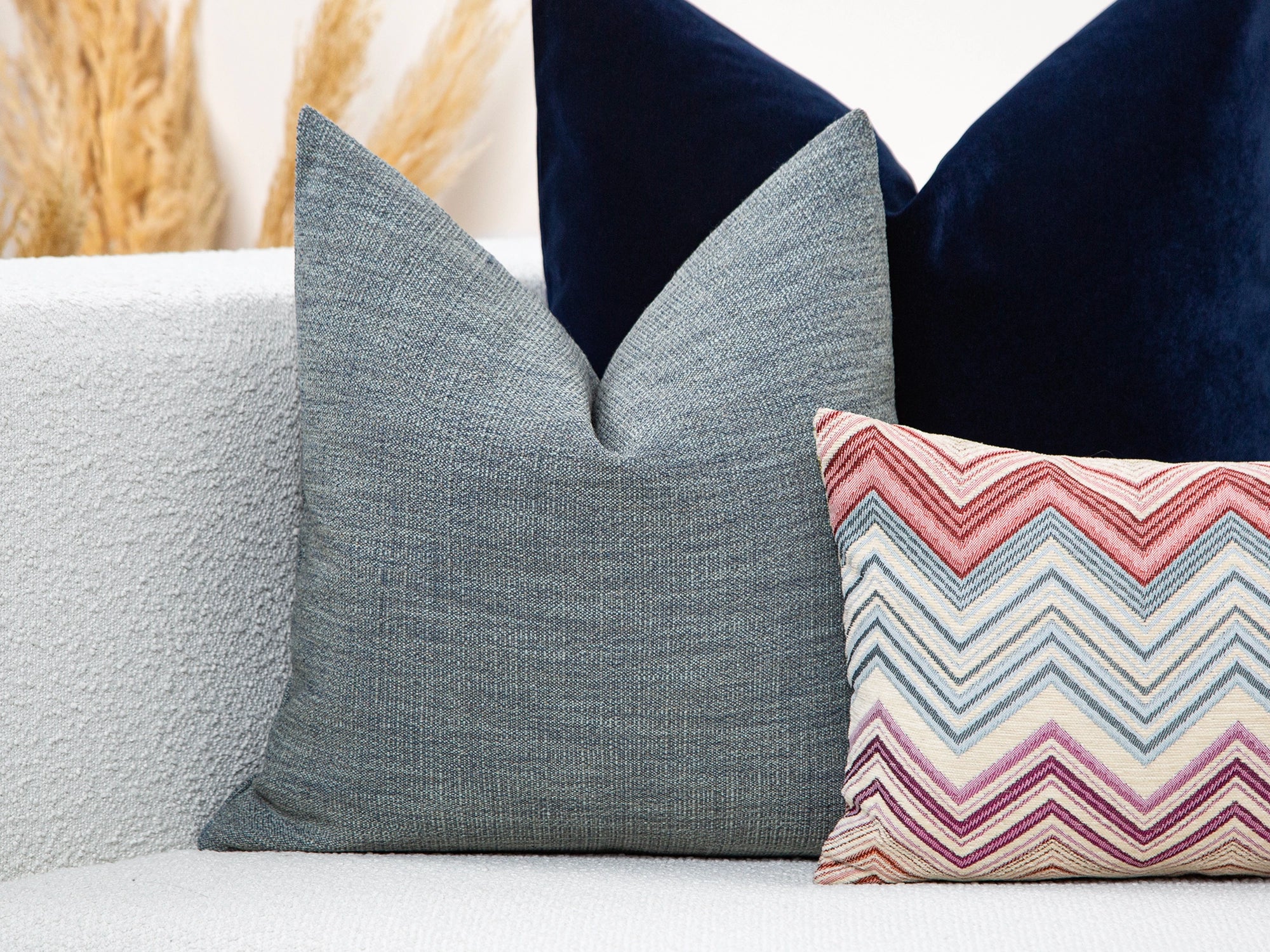 Dusty Blue Linen Woven Pillow Cover