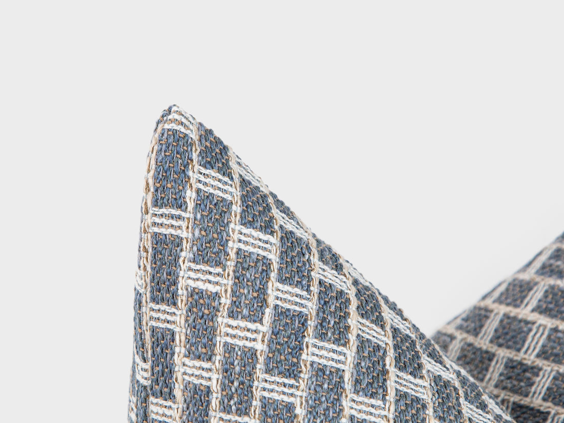 Dusty Blue Geometric Woven Pillow Cover