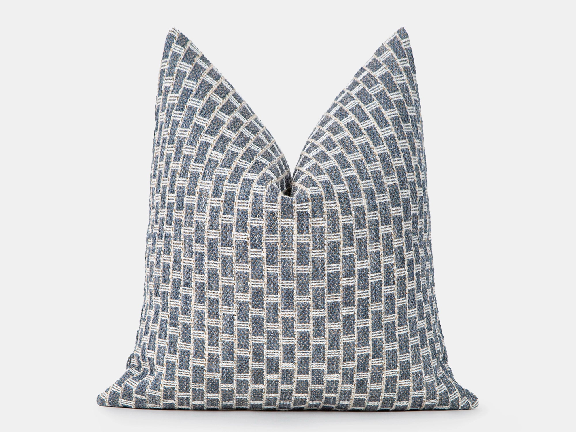 Dusty Blue Geometric Woven Pillow Cover