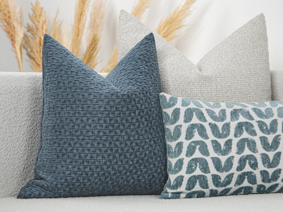 Dusty Blue Textured Lattice Pillow Cover – Relief