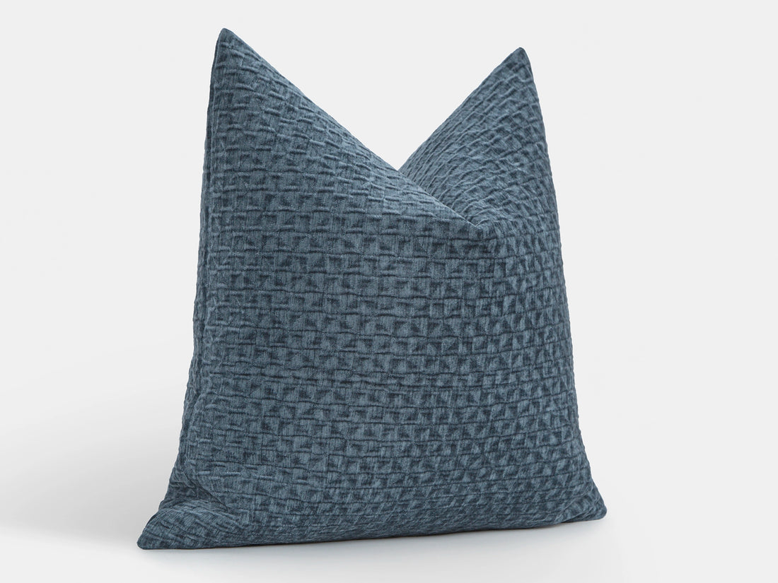 Dusty Blue Textured Lattice Pillow Cover – Relief