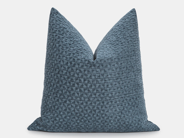 Dusty Blue Textured Lattice Pillow Cover – Relief