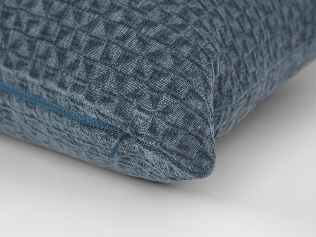 Dusty Blue Textured Lattice Pillow Cover – Relief