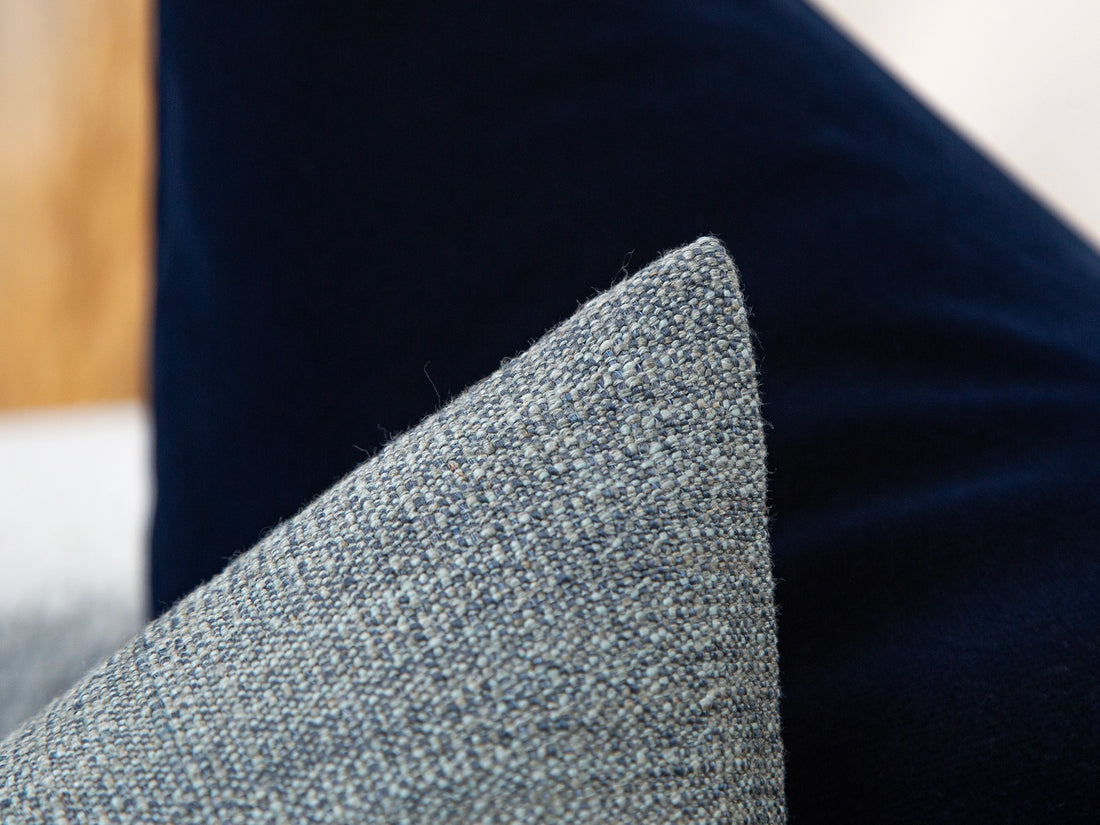 Dusty Blue Linen Woven Pillow Cover