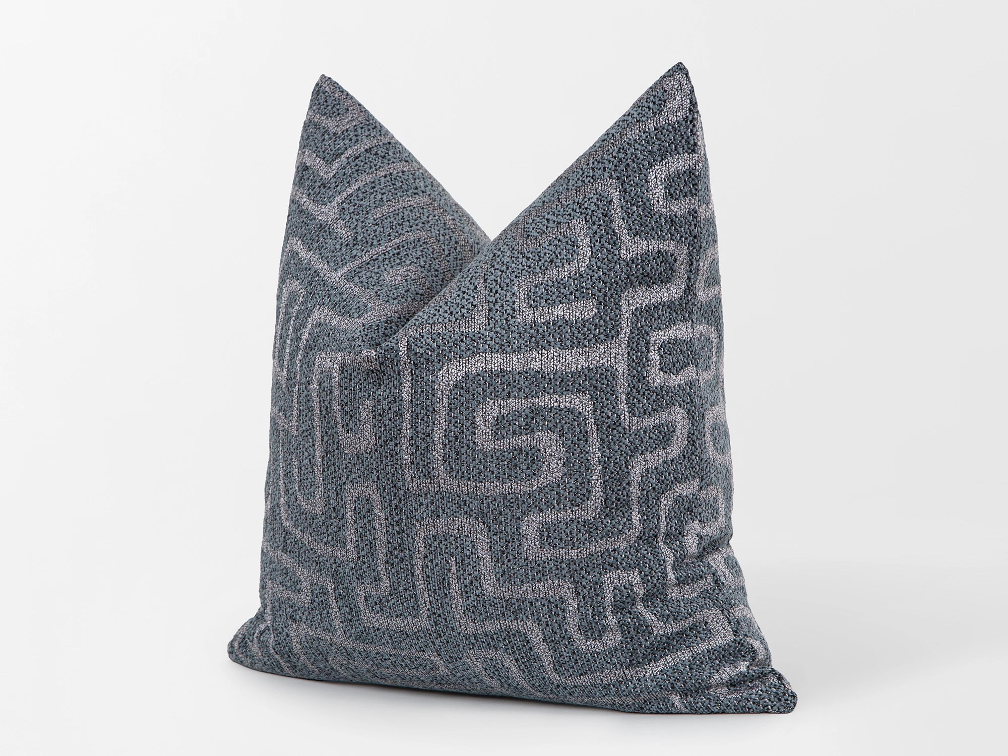 Dark Dutsy Blue Maze Pillow Cover - Tessera