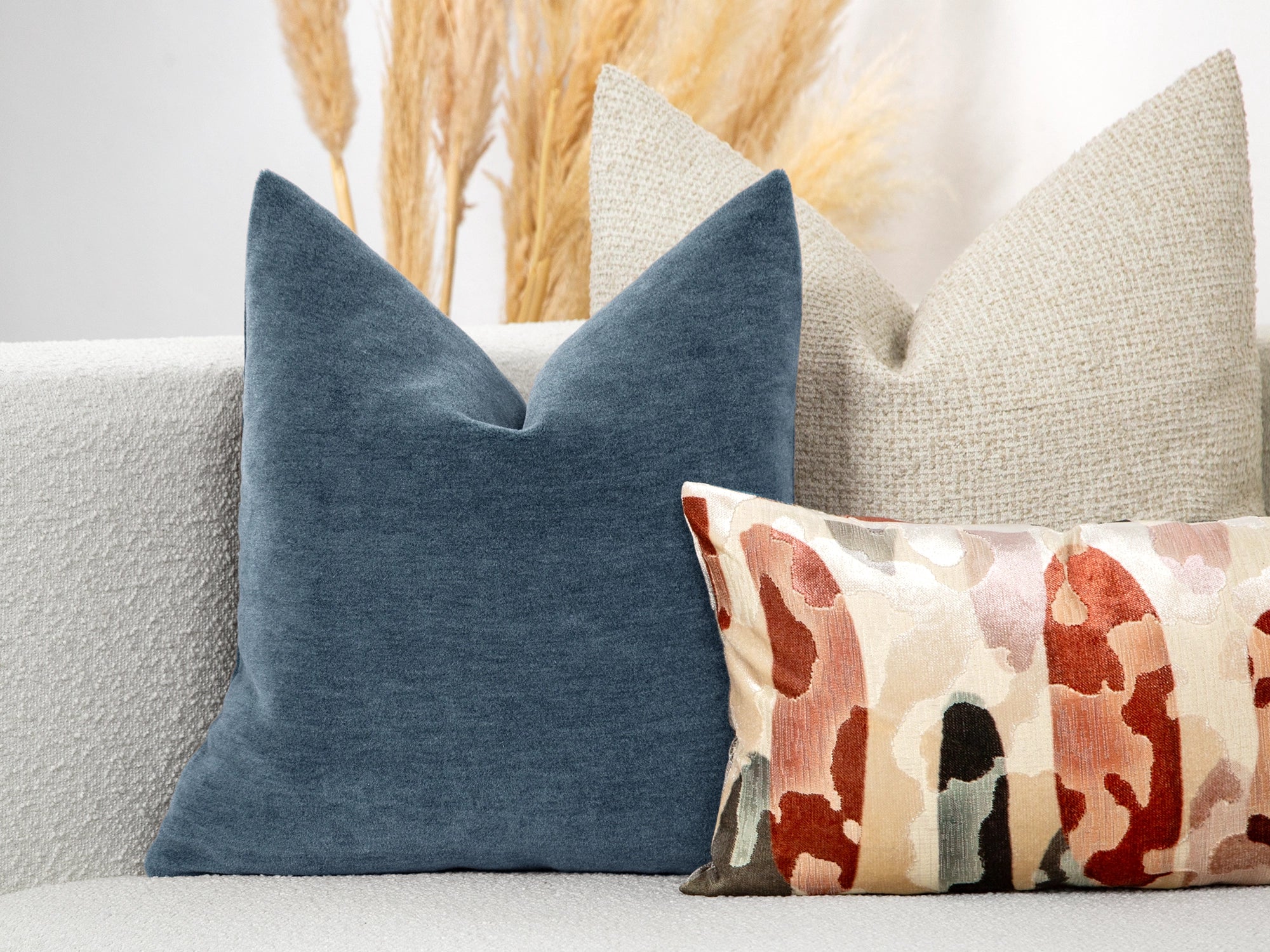 Dusty Blue Mohair Velvet Pillow Cover