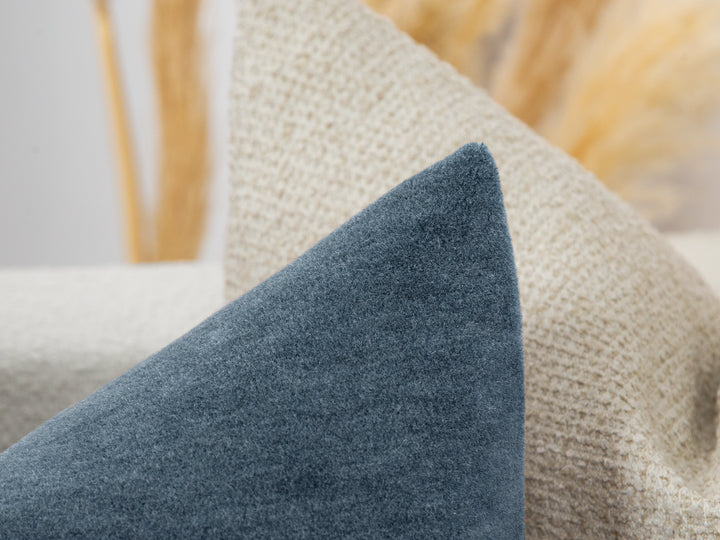 Dusty Blue Mohair Velvet Pillow Cover