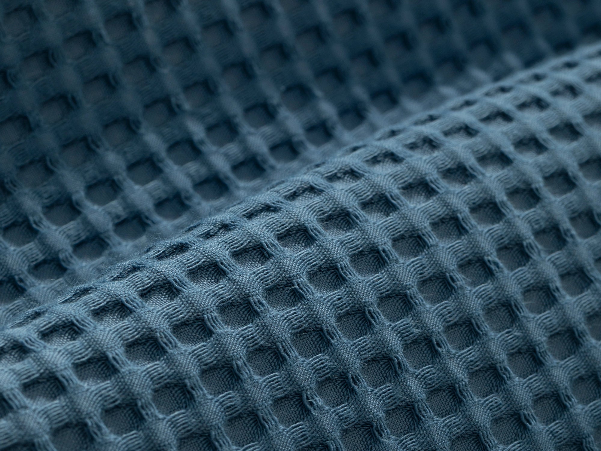 Dusty Blue Waffle Bed Throw Set