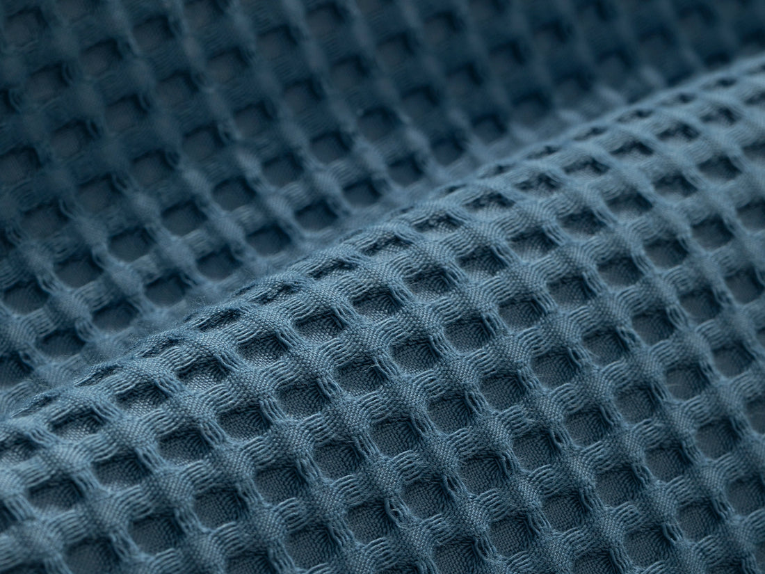 Dusty Blue Waffle Bed Throw Set